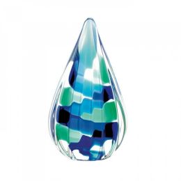 Pixel Blue Tear Drop Glass Art