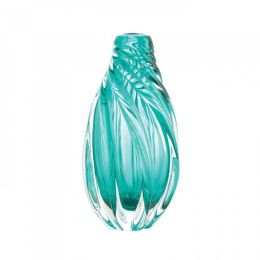 Ocean Aqua Spiral Art Glass Vase