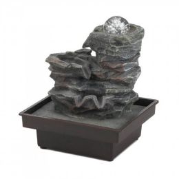 Glass Orb On Rocks Tabletop Fountain