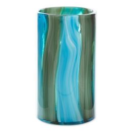 Large Blue Cylinder Glass Vase