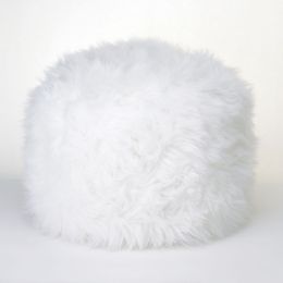 Fuzzy White Ottoman Footstool