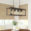 4 Light Adjustable Dimmable Rectangle Chandelier with Wrought Iron Accents