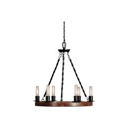 Farmhouse Perfect Circle 6 Lights Metal Wood Chandelier