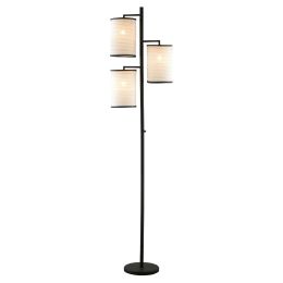 Modern Japanese Style 3-Light Tree Floor Lamp with Cotton Shades