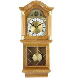 Bedford Clock Collection Classic 26 Inch Wall Clock in Golden Oak Finish