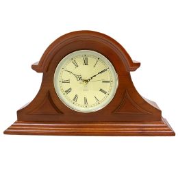 Bedford Clock Collection Redwood Tambour Mantel Clock with Chimes