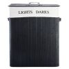 Black Bamboo 2-Bin Lights Darks Laundry Hamper with Handles