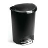 Black 13-Gallon Kitchen Trash Can with Foot Pedal Step Lid