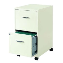 2-Drawer Pearl White Steel File Cabinet with Casters