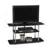 3-Tier Flat Screen TV Stand in Black Wood Grain / Stainless Steel