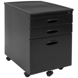 Black 3-Drawer Locking Mobile Filing Cabinet with Casters