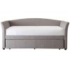 Twin size Grey Upholstered Daybed with Roll-out Trundle Guest Bed