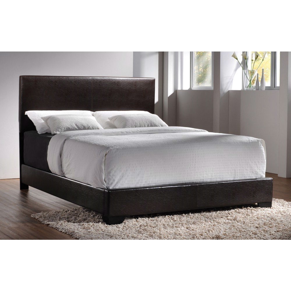 Dark Brown Faux Leather Upholstered Bed, Faux Leather Upholstered Headboard