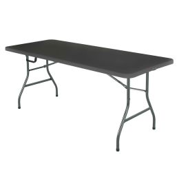 Black 6-Ft Centerfold Folding Table with Weather Resistant Top