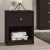 Modern 1-Drawer Bedroom Nightstand in Dark Brown Wood Finish