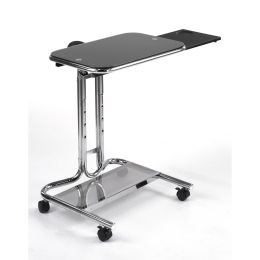 Clear Glass Top Mobile Laptop Computer Cart Desk with Mouse Pad