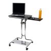 Clear Glass Top Mobile Laptop Computer Cart Desk with Mouse Pad
