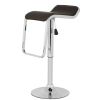 Modern Adjustable Height Bar Stool with Brown Faux Leather Swivel  Seat