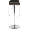 Modern Adjustable Height Bar Stool with Brown Faux Leather Swivel  Seat