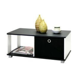 Simple Black and White Coffee Table with Bin Drawer