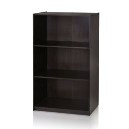 Modern 3-Shelf Bookcase in Espresso Wood Finish