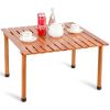 Outdoor Portable Roll-Up Folding Wood Patio Table with Carry Bag