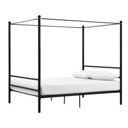 Full size Sturdy Canopy Bed Frame in Black Metal Finish