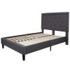 Full size Dark Grey Fabric Upholstered Platform Bed Frame with Tufted Headboard