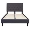 Full size Dark Grey Fabric Upholstered Platform Bed Frame with Tufted Headboard