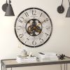 Rustic Bronze Industrial FarmHome Round Oversized Wall Clock