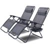 Set of 2 Grey Folding Outdoor Zero Gravity Lounge Chair Recliner