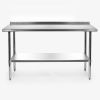 Stainless Steel 60 x 24 inch Heavy Duty NSF Certified  Work Bench Prep Table with Backsplash
