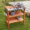 Outdoor Garden Wood Potting Bench Storage Shelf with Metal Top