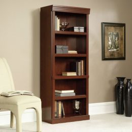 71-inch High 5-Shelf Wooden Bookcase in Cherry Finish