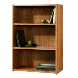 Modern Oak Finish 3-Shelf Bookcase with 2 Adjustable Shelves - Made in USA