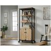 Mesquite FarmHome 3 Tier Entryway Bookcase Storage Cabinet Fixed Casters