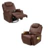 Brown Swivel Heat & Massage Recliner Chair 5 Modes Remote Control