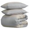 King size 100% Cotton Gray/Taupe Linen Stripe Comforter Set