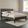 King size Modern Dark Grey Upholstered Platform Bed Frame with Headboard