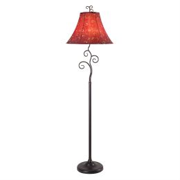 Contemporary 61-inch Tall Floor Lamp with Red and Gold Bell Shade