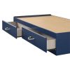 Twin Size Blue Platform Bed with 2 Storage Drawers Rope Handles