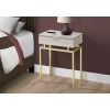 24in Modern End Table 1 Drawer Nightstand Beige Marble Gold Legs