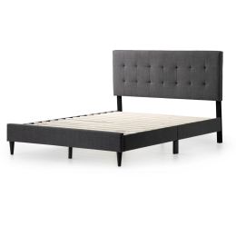 Queen size Dark Gray Upholstered Tufted Platform Bed Frame