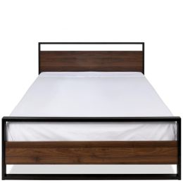 Modern FarmHome Queen Low Profile Metal Wood Platform Bed