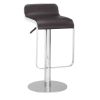 Modern Bar Stool with Espresso Brown Faux Leather Swivel Seat