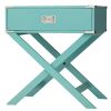 Marine Green Turquoise 1-Drawer Modern End Table Nightstand