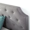 King size Upholstered Platform Bed with Grey Fabric Tufted Linen Headboard