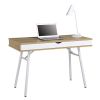 Modern Heavy Duty Laptop Computer Desk with Storage Drawer in Pine Wood Finish