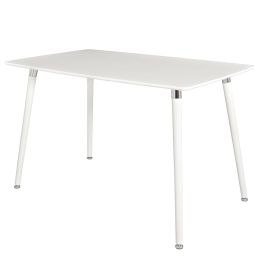 Modern Mid-Century Style Dining Table in White with Wood Legs