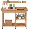 Outdoor Garden Wood Potting Bench Work Table with Sink in Light Wood Finish